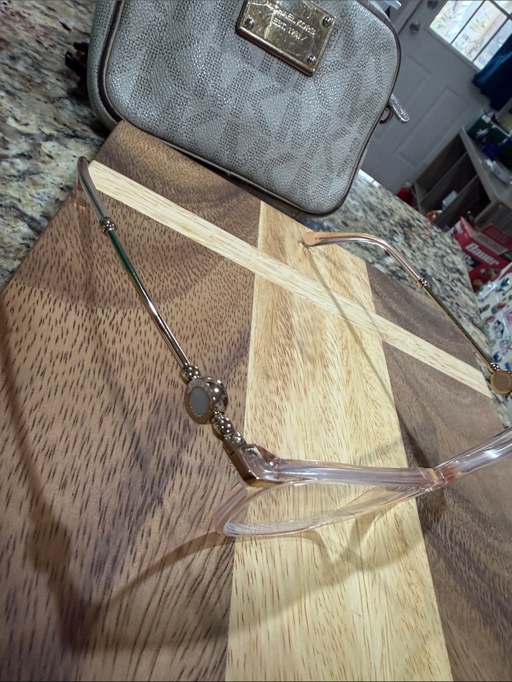 Bulgari Translucent Pink Frame Glasses with Gold Temples